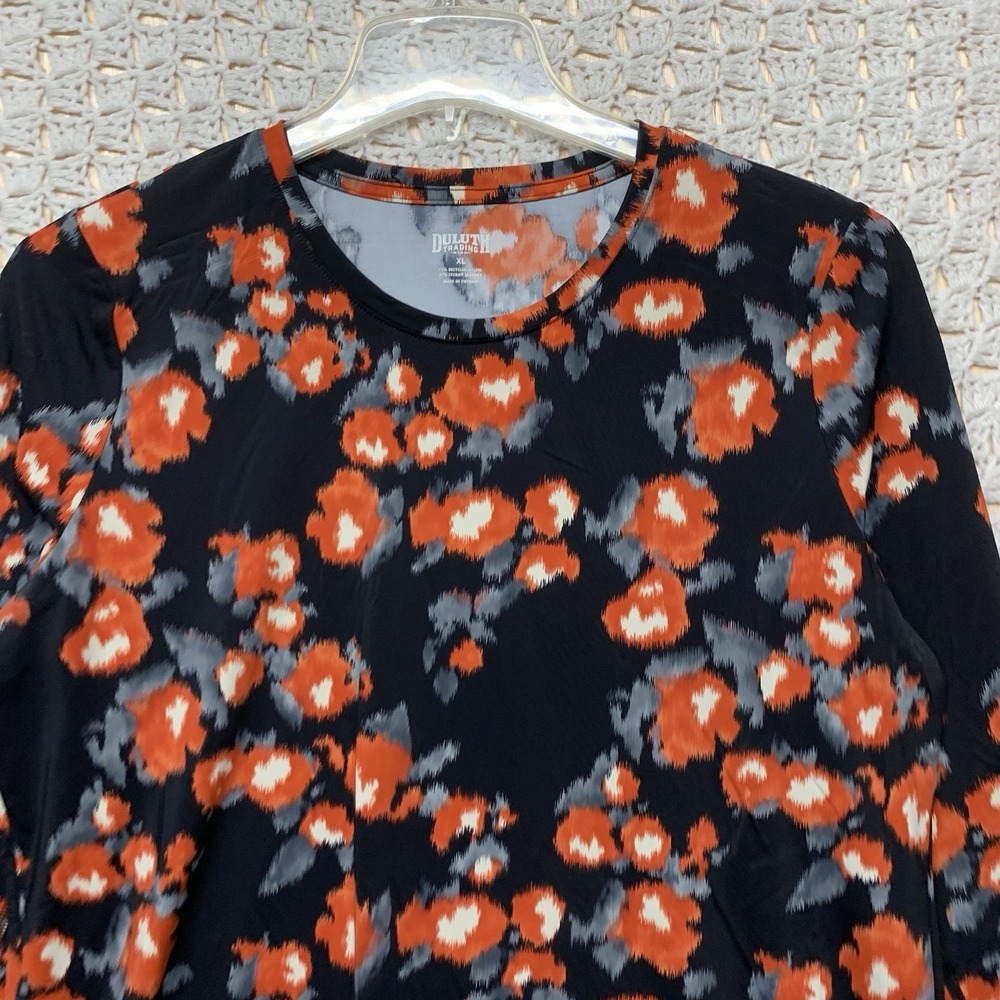 Duluth Trading T-Shirt Women Sz XL Multicolor Floral Suit Up‎ Swim Long Sleeve - Picture 2 of 8